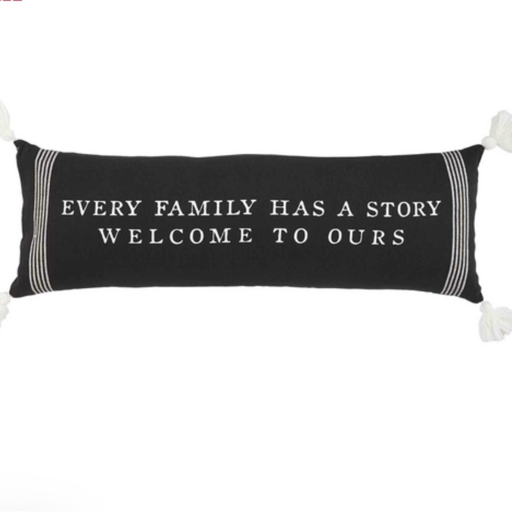 Mud Pie Every Family Has A Story Lumbar Pillow 35” NWT